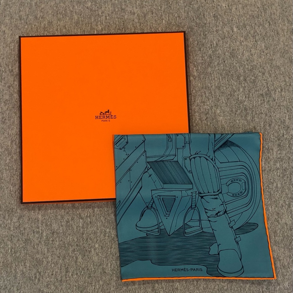 Hermes Mysterious Rider Pocket Square